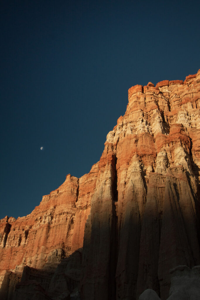 Sunrise Light on the Cliffs at Red Cliffs Natural Area at Red Rock Canyon in California