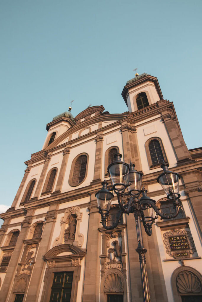 Jesuit Church Lucerne During Sunset