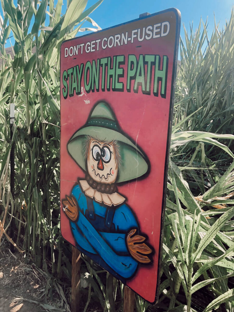 Corn Maze Sign at Underwood Family Farms