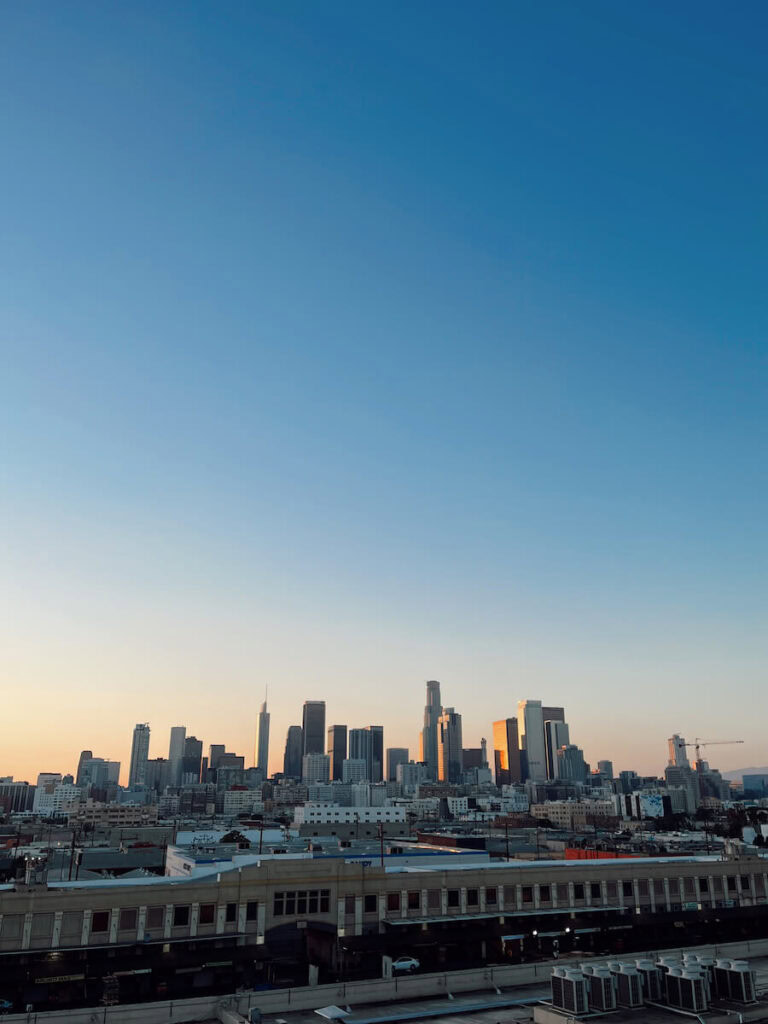 View of Downtown Los Angeles from the Rooftop Cinema Club