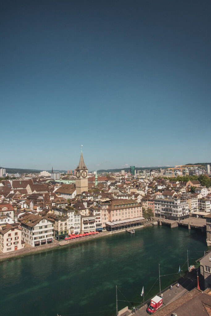 View of Limmat from Karlsturm at Grossmunster