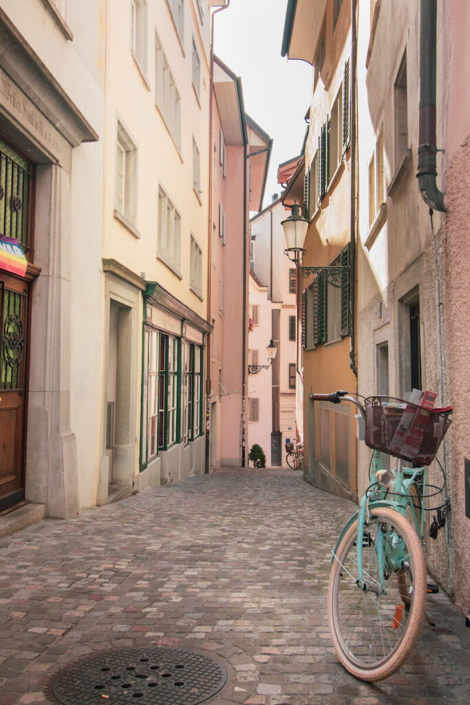 Bike in Zurich Cobblestone Streets