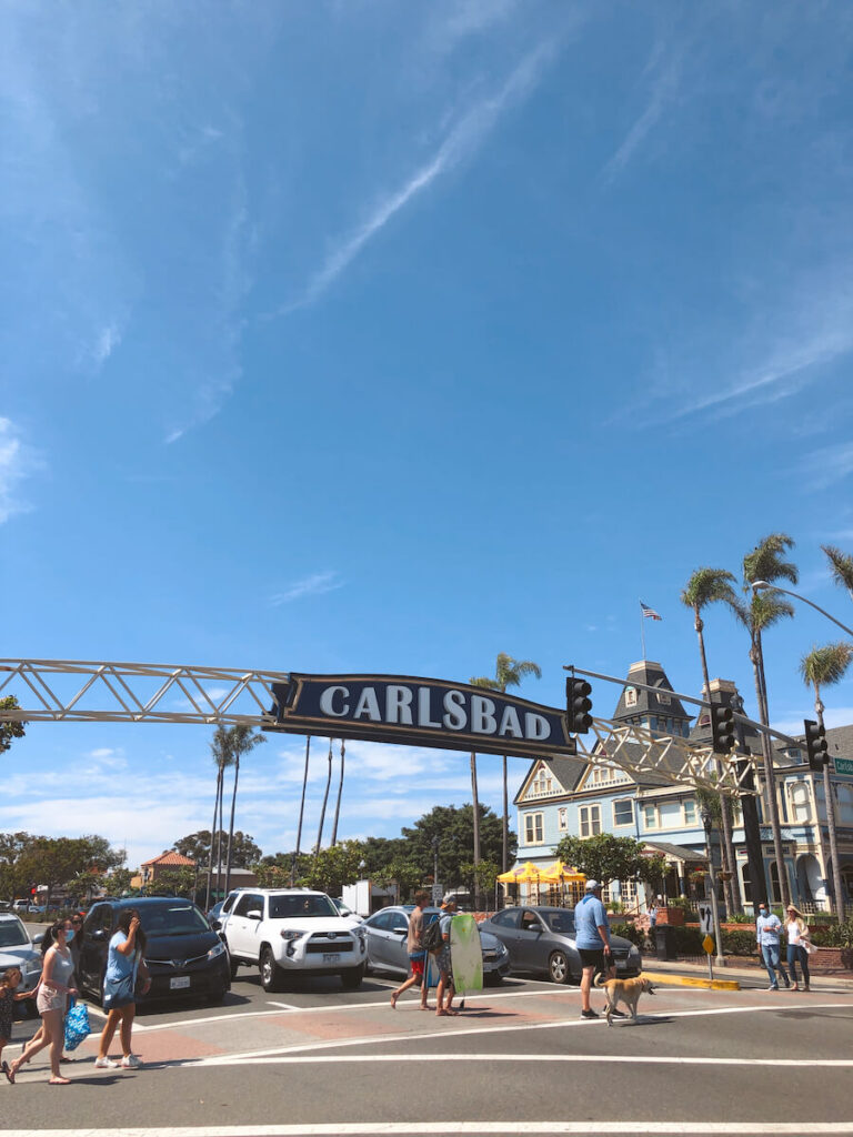 Carlsbad Sign with the Twin Inns Behind It