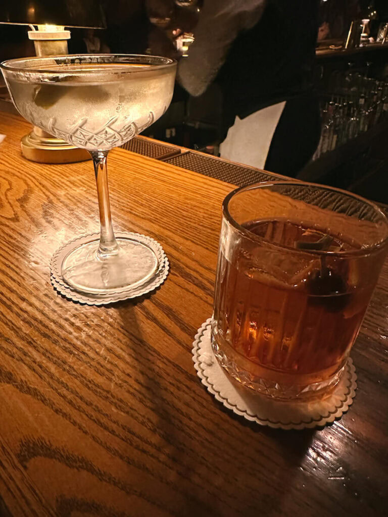 Two drinks on the bar at Bud's at La Playa