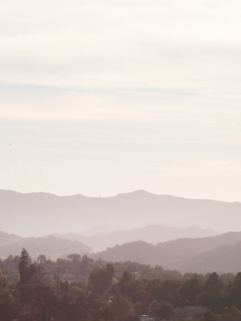 A view of the mountain range in the distance from Ojai Meadows Preserve