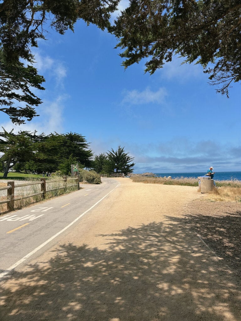 The the Monterey Bay Coastal Trail, with the ocean in the background