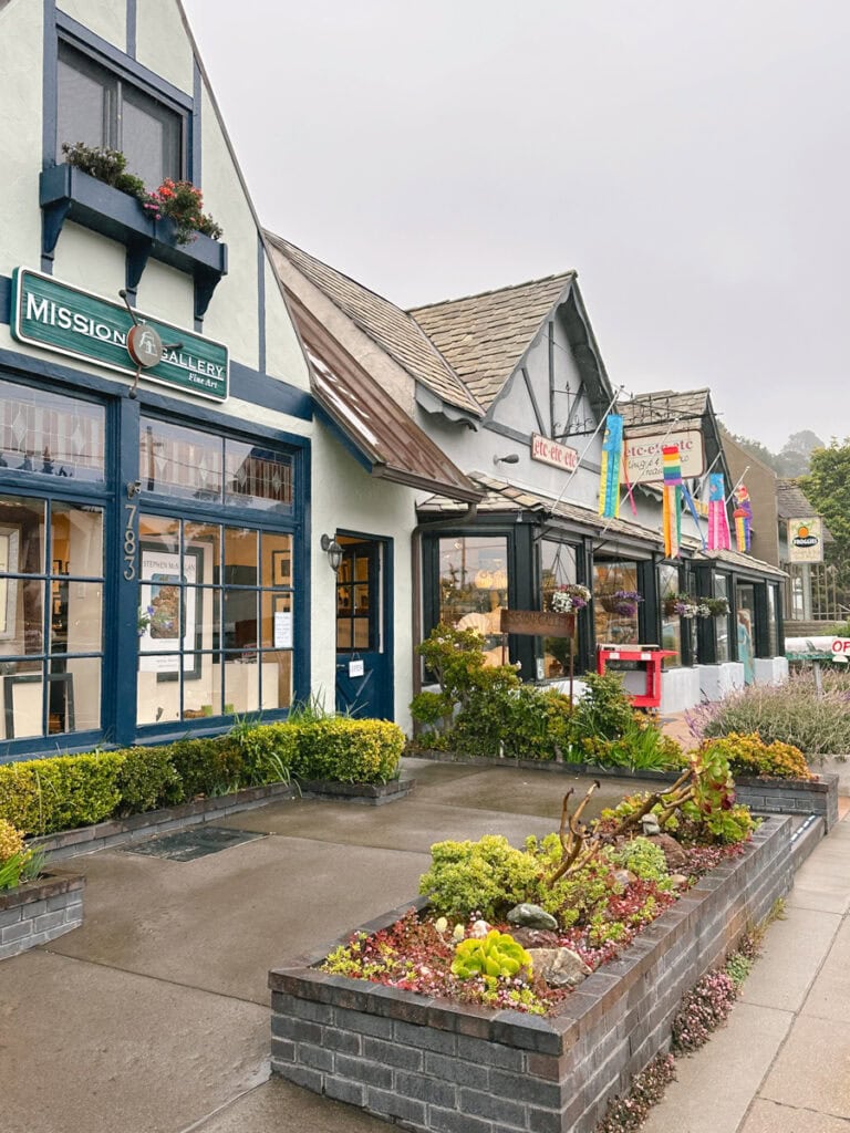 A row of stores in the downtown Cambria area