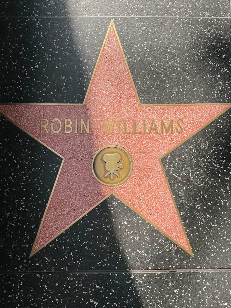 The star for Robin Williams on the Hollywood Walk of Fame.