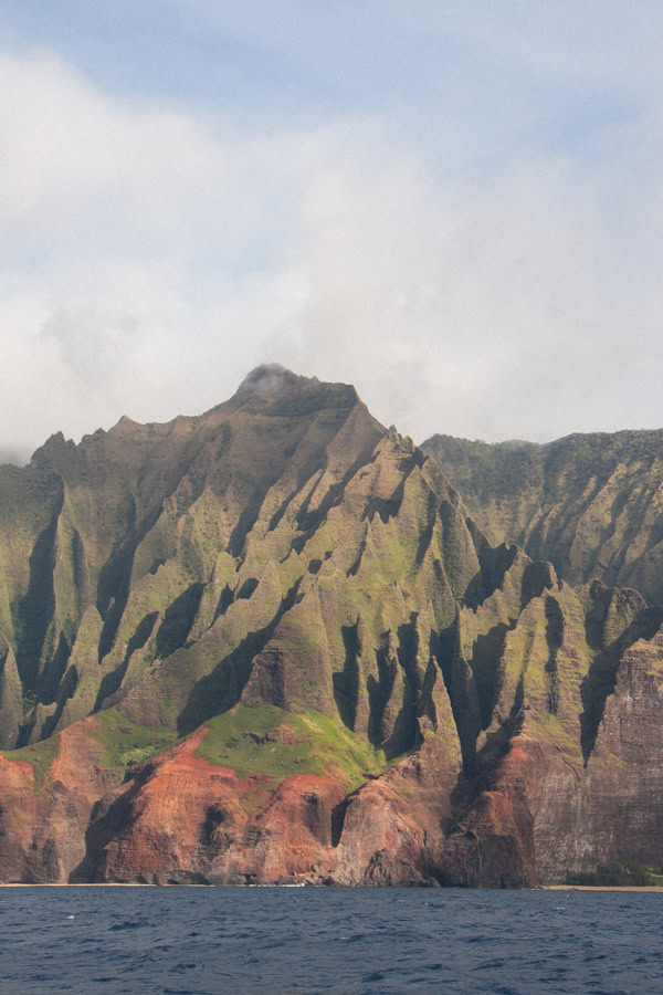 View of the Na Pali Coast from a Catamaran 