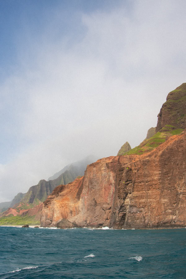 View of the Na Pali Coast from a Catamaran 