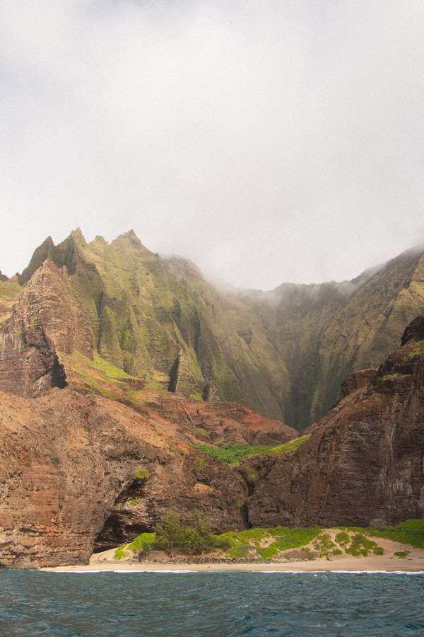 View of the Na Pali Coast from a Catamaran 