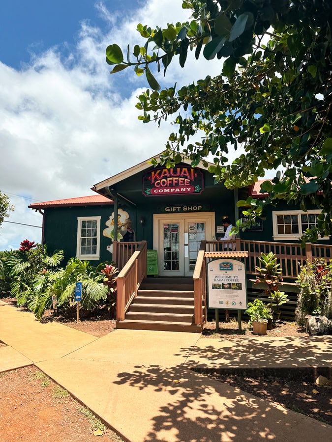 The entrance to the Kauai Coffee Company building