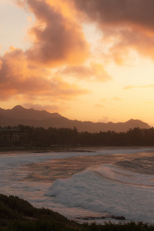 Sunrise over the beach in Kauai