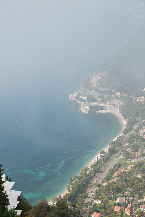A look down at the Mediterranean Sea from the Jardin Exotique