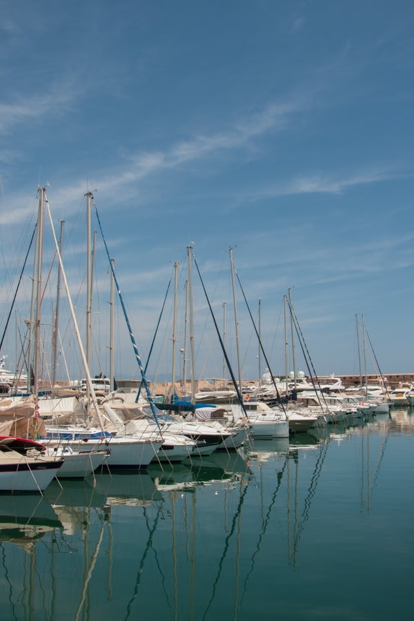 Sailing boats in the water at Port Vauban