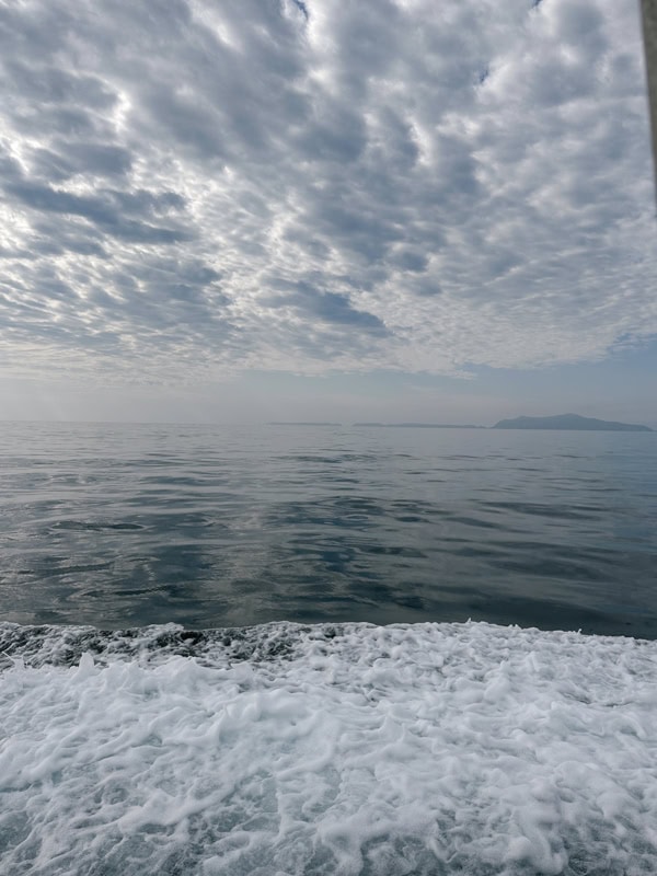 A view of one of the Channel Islands in the distance from the boat ride to Santa Cruz Island