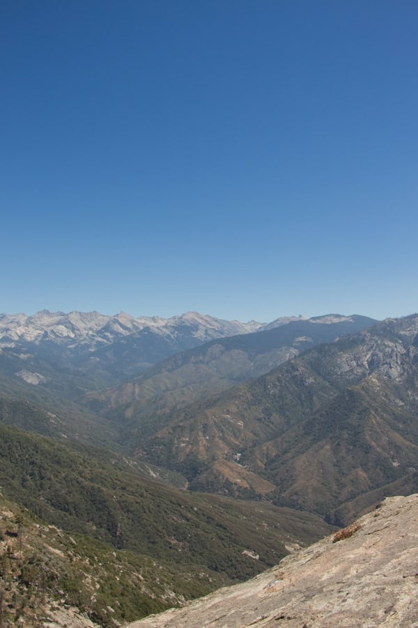 View of the mountain range in the distance from the top of Moro Rock.