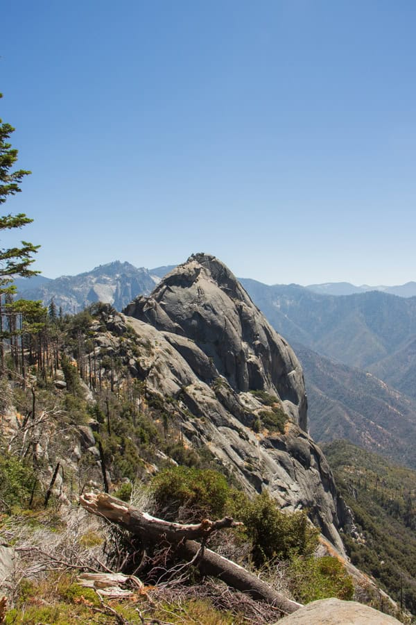 The view of Moro Rock from the Hanging Rock Trail.