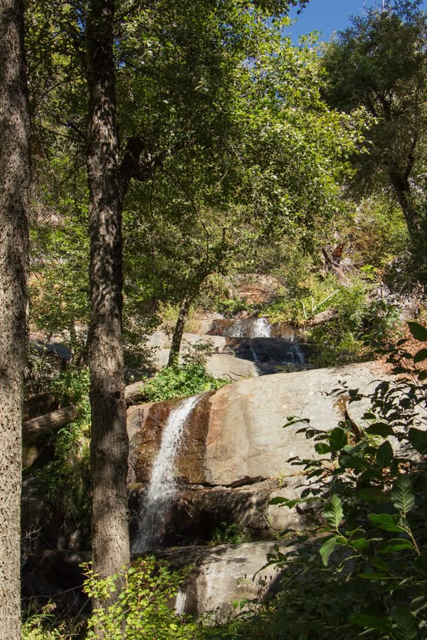 A waterfall along the trail to Crystal Cave.