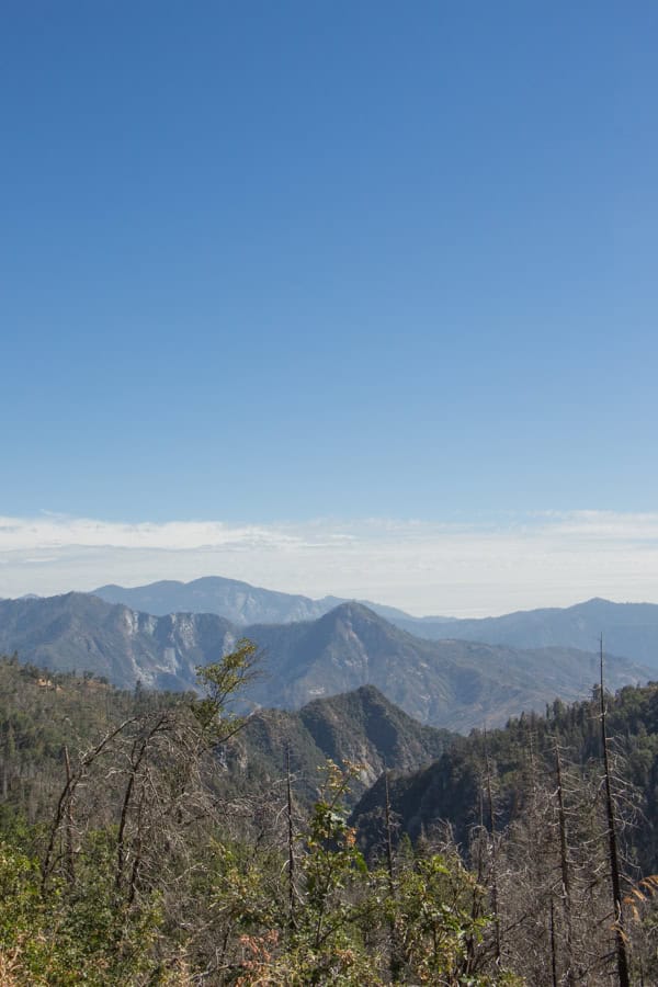 A view of the mountains and valley from the side of the road to Crystal Cave.